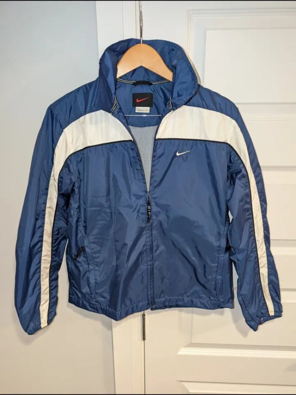 Vintage 90's Nike Navy Blue and White Track Jacket
